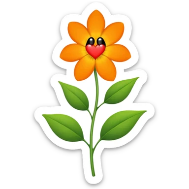 Green stem, white bud with black cartoony face: ;p. And six heart shaped yellowish orange petals sticker