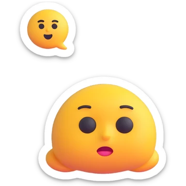 bored exhausted emoji lying down, heavy eyelids, mouth slightly open, thought bubble containing 'pfff…', representing 'la flemme' extreme laziness sticker