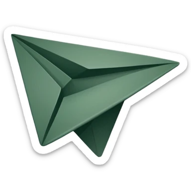 Telegram logo in iOS style, dark green paper plane only, minimalism, no background, no beige accents, no square sticker