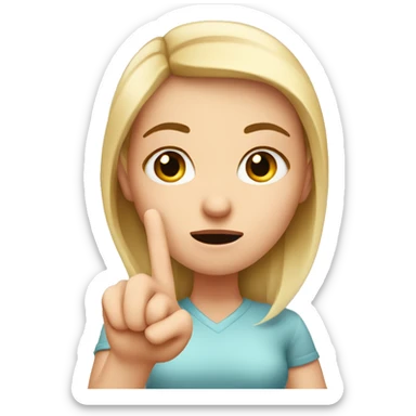 A white girl with an important face turns her finger near her nose, dissatisfied sticker