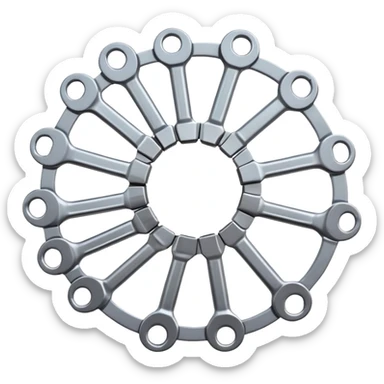multiple spanners linking into a circle sticker