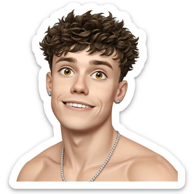 smiling boy with jewelry sticker