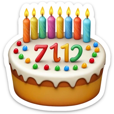 A handwritten mathematical Pi number that is celebrating a birthday with a cake sticker