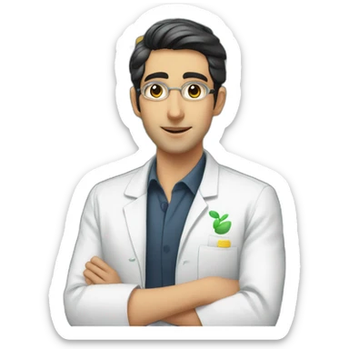 Siamak Badie pharmacist iranian young short hair sticker