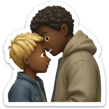intimate moment between two boys sticker