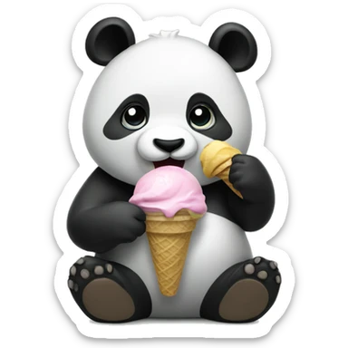 Panda eating ice cream sticker