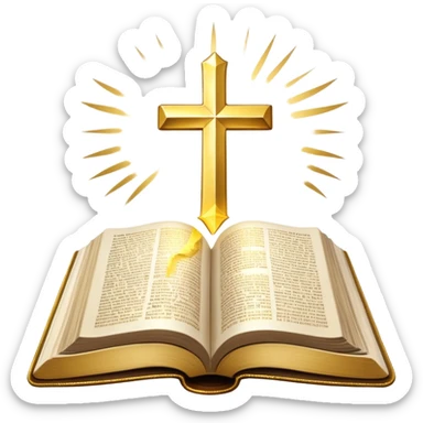 The Holy Bible Book Flipped Open With Glorious Divine Gold Shine beaming out of it  sticker