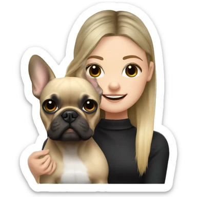 black french bulldog with blonde girl sticker