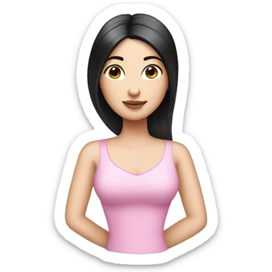 Pink Pilates princess with black straight hair and pale skin sticker