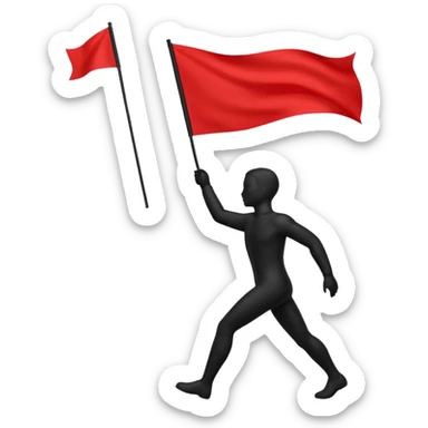 minimalist human silhouette holding a red flag sticker