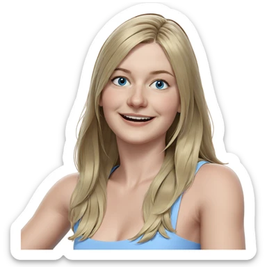 blonde girl in blue dress sticker