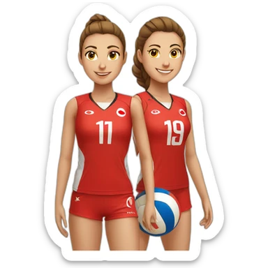 Turkish National Girls volleyball team wearing red jersey sticker