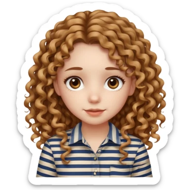 stripped shirt wearing Cute girl long curly hair style. sticker