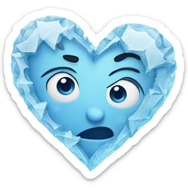 frozen broken heart. made of ice  sticker