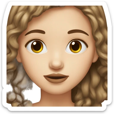 White girl with brown hair kissing light skin sticker