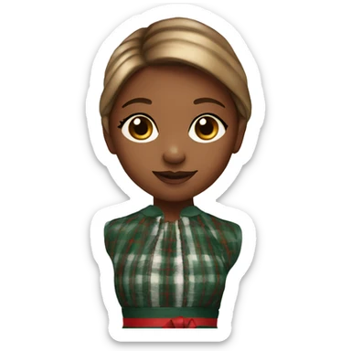 Young girl in plaid christmas dress sticker