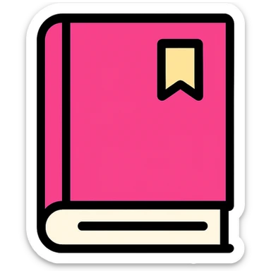closed pink book with bookmark clean icon sticker