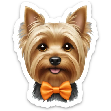 Yorkshire terrier dog wearing orange Bow tie  sticker