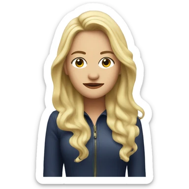 Blonde woman soft nice face with take that band logo with the word Gill underneath sticker