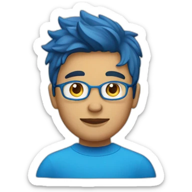 Un jeune homme avec les cheveux bleus sticker