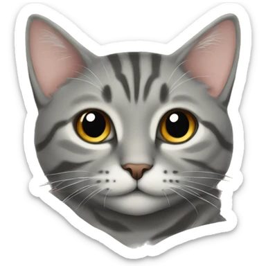 gray tabby cat cozy on bed sticker
