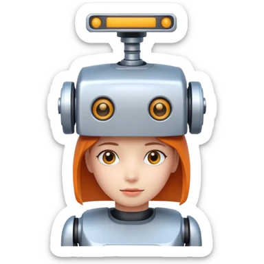 girl ai robot with name Caja Cusco on his head sticker