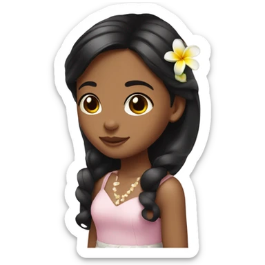 plumeria flower girl with black hair brown skin sticker