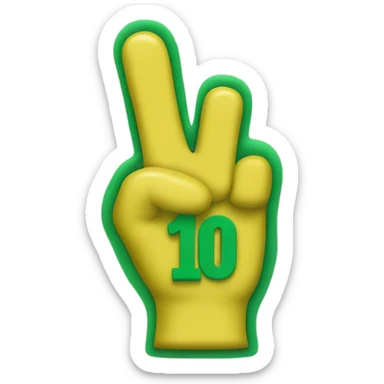 green fan foam finger with a #1 on it sticker
