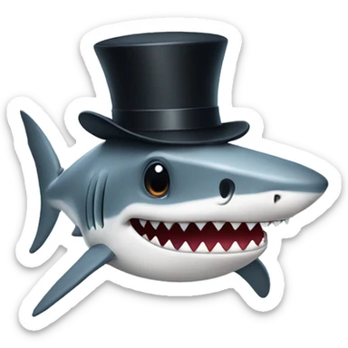 Shark with a top hat sticker