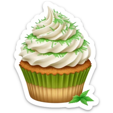 Toasted Shredded coconut cupcake with white frosting dusted with green sugar  sticker