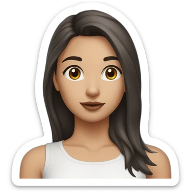 Girl, 25 years old, dark brown hair with wolf cut, brown eyes, medium nose, medium lips sticker