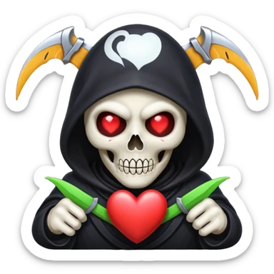 cute reaper with heart eyes face sticker