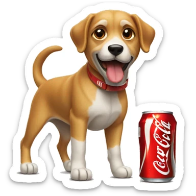 Perro con una coca cola sticker