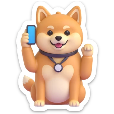 shiba inu calling on phone sticker