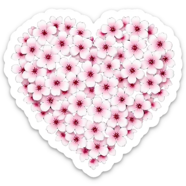 halloween sakura heart, heart made of white sakura petals with pink accents sticker