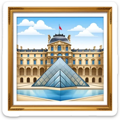 Louvre Museum Landmark Emoji – Showing the glass pyramid entrance with the historic palace in the background. sticker