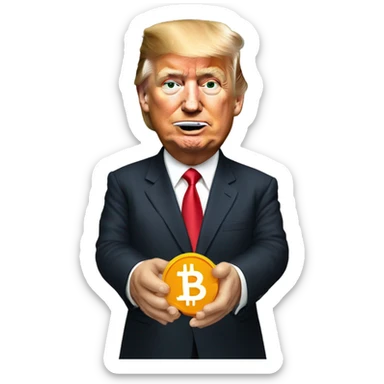 Donald trump holding bitcoin sticker