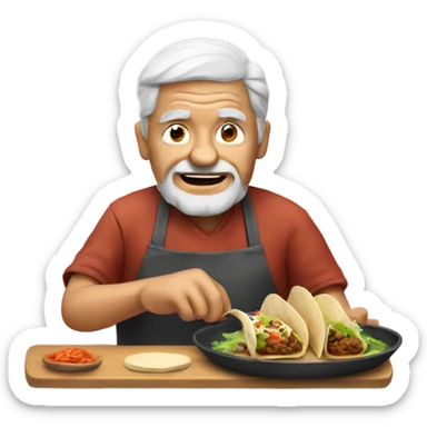 Old man cooking tacos sticker