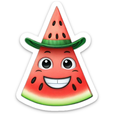 Happy Watermelon slice wearing a top hat sticker