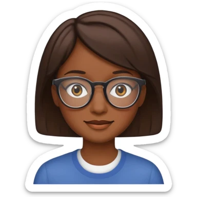 A person emoji with glasses and small smile with short brown hair🤓🙁🧑🏽 sticker