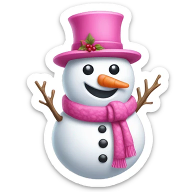 Pink snowman sticker