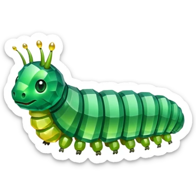 Emerald Crystal in the shape of a caterpillar sticker