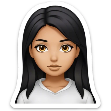 Girl Baddie with black hair and white higlights sticker