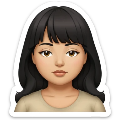 Latina female with bangs black long hair plus size one eye closed sticker