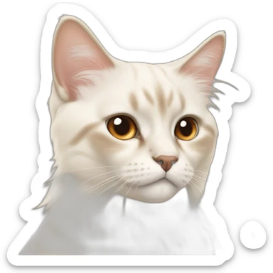 white Himalayan flame point cat with brown eyes and brown tipped ears sticker