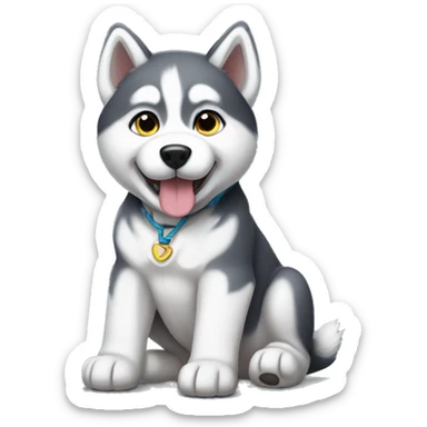 Husky puppy sitting  sticker