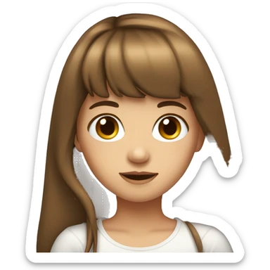 Girl with long brown hair- with bangs- with gauges  sticker
