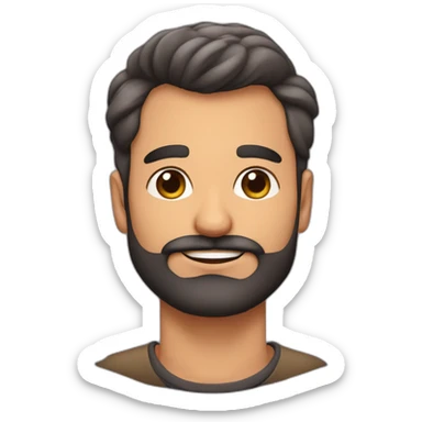 hombre de 40 años con barba negra corta ojos de corazon de enamorado sticker