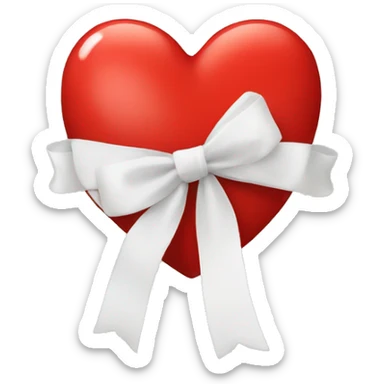 Red heart with white bow sticker