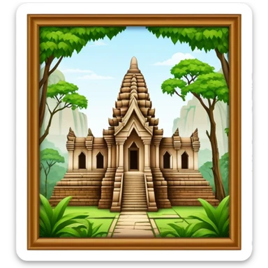 Cinematic Realistic Ayutthaya Ruins Landmark Emoji, depicted with ancient temple ruins amid lush greenery rendered with dramatic textures and nostalgic, warm lighting. sticker